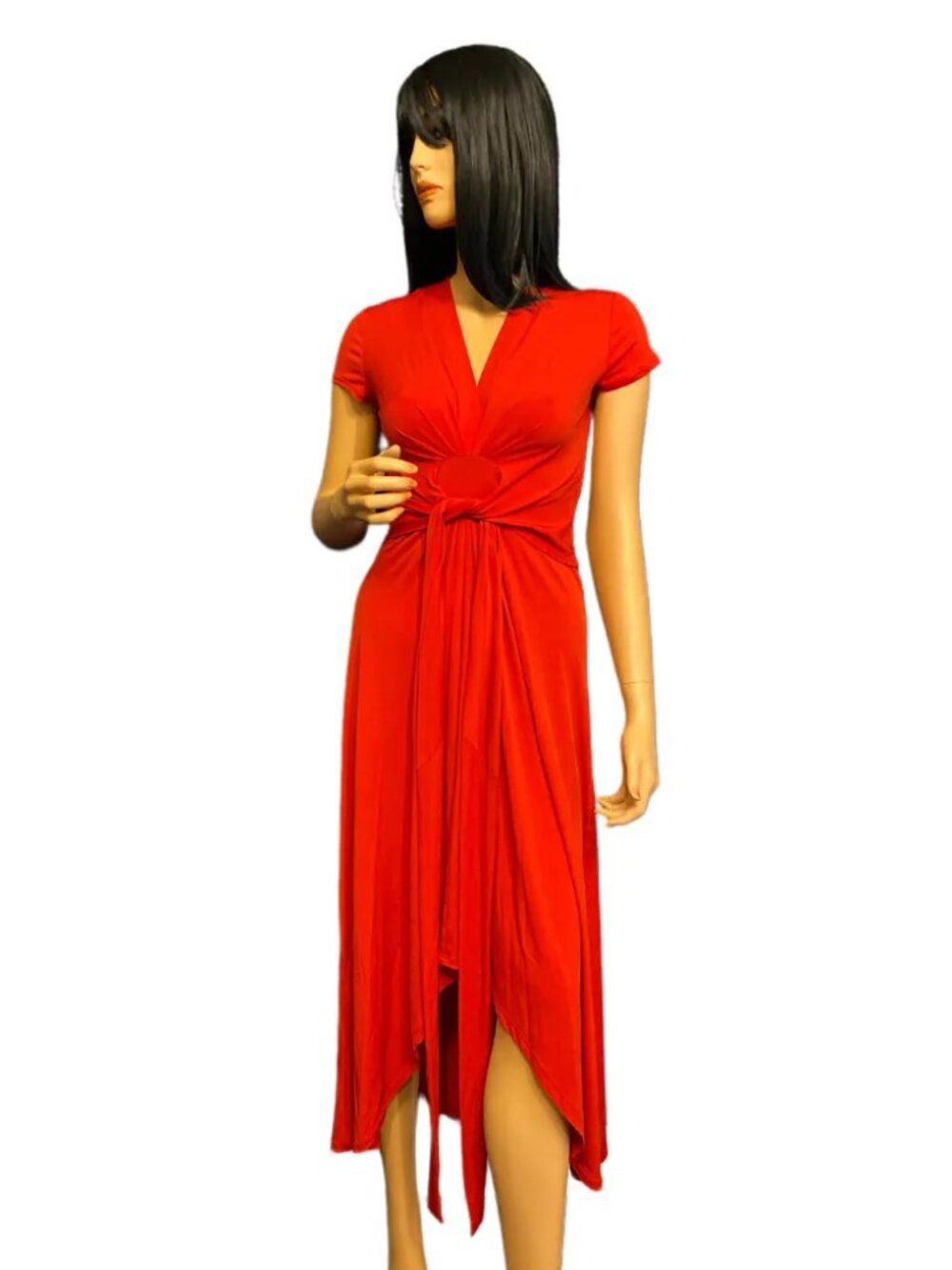 Michael Kors Faux Wrap High Low Maxi Dress with Tie Waist